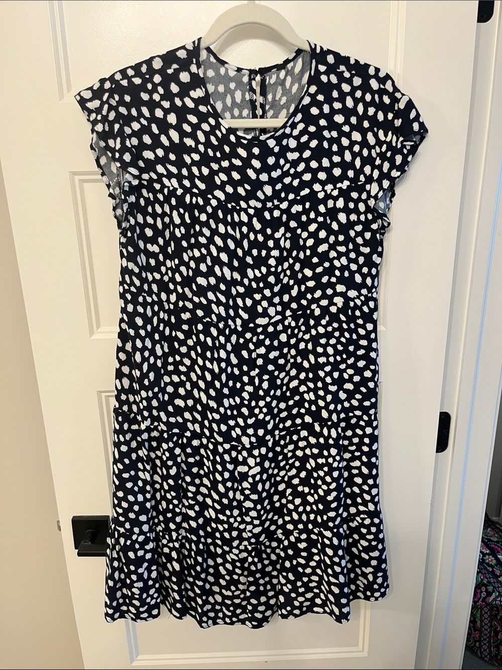 Abstract Animal Print Tiered Babydoll Mini Dress
